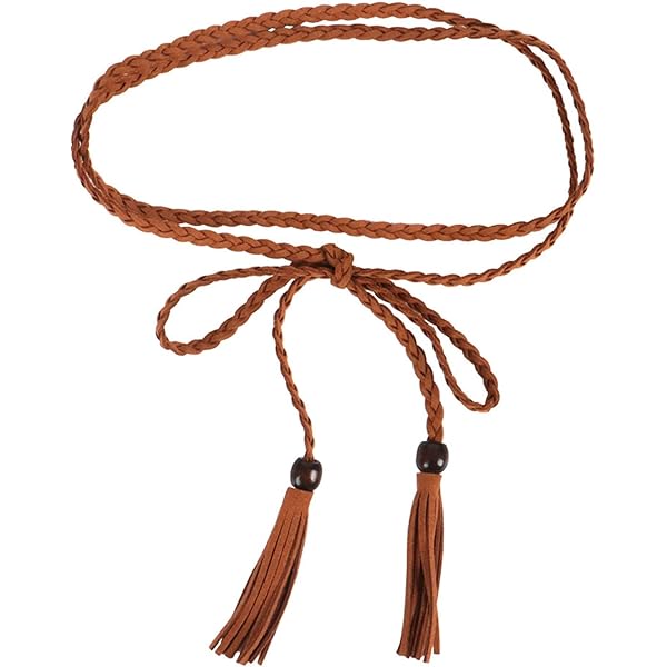 Ceinture Tissée à Pompons Pour Femme – Style Bohème, Coton Ciré, Perles En Bois, Longueur 54.1 Cm