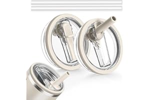 NOKWOCY 2 x szczelne pokrywki Stanley Cup z klapką Straw, wymienna pokrywka do kubków 40 uncji z 2 wymiennymi słomkami, akcesoria Stanley Cup, wielokrotnego użytku wymienna pokrywa