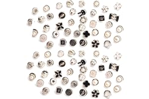 DULSPUE Bottoni Gioiello - 80pezzi Bottoni a Spilla di Perle Spilla da Donna per Camicia Spilla di Sicurezza per Decorativo Tessuto Abbigliamento Cappotto Camicia Cappello