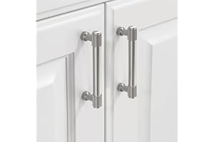 9BUILD 10 Pezzi Maniglie per Mobili da Cucina - Nichel Spazzolato, Distanza Fori 96mm, Maniglie per Armadio Moderni EU0047