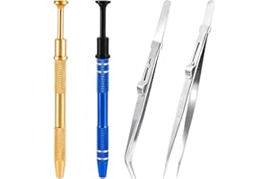 CARRENEU 4 Piezas Herramientas de Perforación de Joyas,Pinzas Con Punta de Piedras Preciosas,Herramienta Para Recoger Joyas,Pinzas Joyeria Diamantes,Para Joyas Metal,Pequeños Componentes Electrónicos