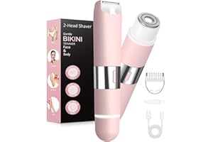Bikini Trimmer Women 2-in-1 Facial Hair Remover for Women,USB-C Razors Woman,Dual Head Shaver Women with Smart Light for Inti