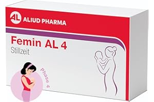 ‎AL ALIUD PHARMA Femin AL 4 Stillzeit: Nahrungsergänzungsmittel für stillende Mama und Baby - L-Methylfolat/Folsäure & DHA Plus Vitamine & Mineralstoffe, unterstützt Blutbildung & Immunsystem, 60 Kapseln