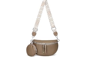 JiJia LeCo Sac Banane Femme Bandoulière Sac Banane Femme Cuir, Noir, à Large Sangle, en Cuir, Sac Banane, élégant