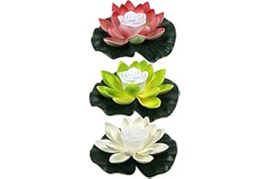 Yeehliny 18cm Lotus Laterne, Wasserdichte LED Garten Pool Licht, Schwimmende Laterne, Künstliche Lotusblüten Seerosen Licht Wasserlaterne für Garten Teich Terrasse (3 Stück/K)