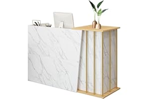 GAOXIAO Banco Reception Moderno e Piccolo, Tavolo della Reception Stile Marmoreo, Bancone Cassa con Cassetti Chiudibili e Spazio di Archiviazione, Cashier per Uffici Hall