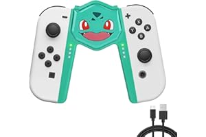 DLseego Empuñadura para Switch/Switch OLED Joycon,Precioso Caricatura Portátil Joystick Cargando Agarre En Forma de V Conectar y Usar Empuñadura de Juego Mando Mango,Rana Verde
