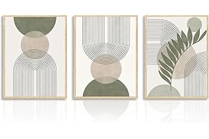 Dazzlewall Affiche de Décoration Murale Abstraite Boho Vert Sauge et Beige, Affiche Géométrique Minimaliste pour Chambre à Coucher Salon 12x16 in Sans Cadre Lot de 3