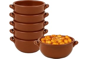 Virsus 6 Tegamini Coccio Monoporzione, Misura 14x6 cm, Terrine adatti al Forno, Ciotole in Terracotta con maniglie, per Gnocchi, Fusilli, Lasagne, Parmigiana, Pasta al Forno, Made in Italy