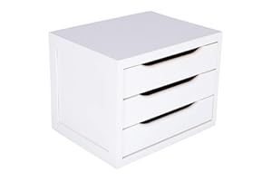 ARANAZ Cajonera Madera con 3 cajones en Color Blanco 40x30x29cm