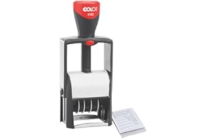 ‎COLOP COLOP 2160 RL. Selbstfärbe-Datumstempel mit Datum in Deutsch und verschiedenen Texten wie BEZAHLT, ERHALTEN... zum Wechseln. Kissen 2farbig blau/rot. Im Faltkarton., 17 x 8 x 5 cm