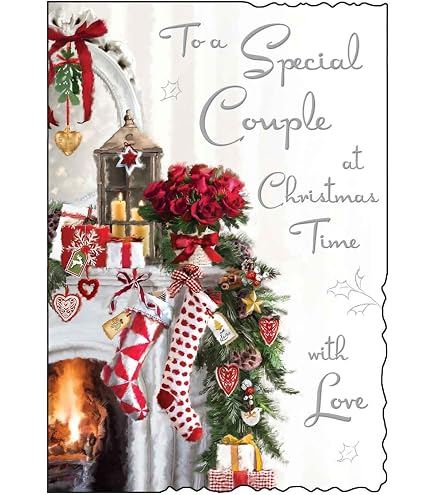 Jonny Javelin Weihnachtskarte – „Special Couple“ Mit Kuckucksuhr & Rotkehlchen, Rot-gold