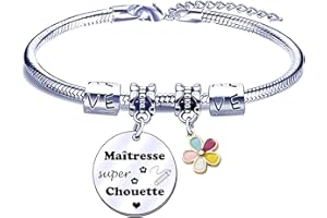 FGHJK Cadeau Maitresse Cadeau de fin d'année Scolaire Bracelet Maitresse Cadeau Maîtresse d'école Cadeau Bracelet Femme Cadeau Maîtresse école Cadeau Noel Maitresse