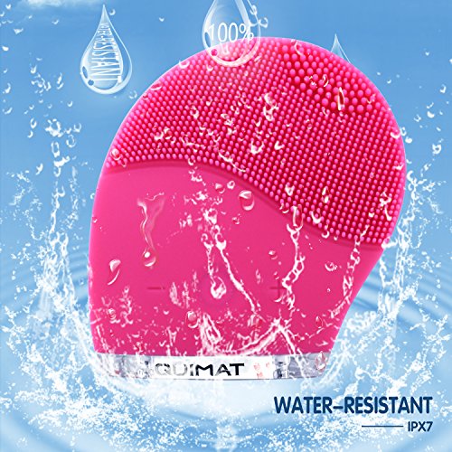 Quimat Gesichtsreinigungsbürste Anti-Aging sonic silikon wasserdicht elektronische Vibration Hautreinigung Pflege und Massagegerät Vibrierendes (rosarot) - 3