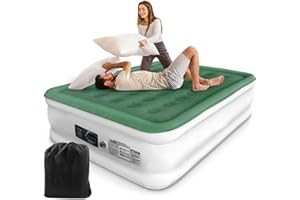 TWZ King Air Bed, Double Inflatable Bed Portable Blow Up Mattress with Built-in Electric Pump, Quick Self Inflation, Flocked Surface for Kids Guest Home Sofa Camping Travel Outdoor 203x152x46cm