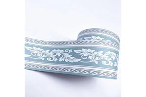 VisitRyl Bordi per Carta da Parati Adesivi Foglie blu chiaro 12cm X 1000cm Design Decorativo