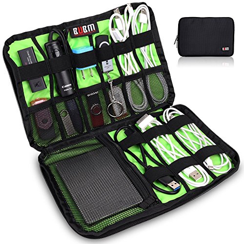 BUBM Tragbare Universal Electronics Zubehör Organizer, Travel Gear Organizer für Handys, USB-Kabel, Netz Banken, Kameras, Festplatte und Etc.by Senhai (Medium, Schwarz) - 2