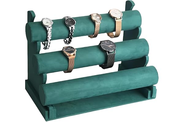 PRITOK Sammetssmyckesställ 3 nivåers armbandshållare, avtagbar, idealisk för armband, halsband, smyckesdisplay för kvinnor, flickor, perfekt för smyckesförvaring och presentation