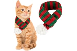 ZTA Dog Knitted Scarf for Dogs Cats Santa Red Green Scarf Winter Neck Warmer Pet Apparel Costume (Small)