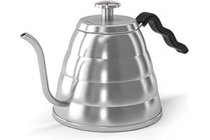 ‎COFFEE GATOR Coffee Gator Schwanenhals-Wasserkocher mit Thermometer, 1,2 l Edelstahl, Herdplatte, hochwertiger Wasserkocher für Tee und Kaffee mit präzisem Tropfauslauf, 5 Tassen