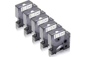 5x XemaX Compatibile Nastri Etichette per D1 45803 A45803 S0720830 19mm Nero su Bianco Cassetta per Etichettatrice Label Manager 160 280 210D 360D 420P 220P 120P Label Point 100 150 200 300