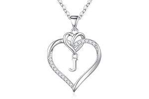TINGN Collar Regalos para Mujer Niña, Chapado en Oro de 14 Quilates/Chapado en Oro Blanco Collar Inicial Mujer Circonitas Colgante de Corazón Cadena Aniversario de Mujer Regalos Joyas de Mujer Niña