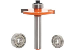 Sinoprotools Set di frese a disco da 3 pezzi, fusto da 8 mm, fresa per legno a forma di T, con 2 cuscinetti regolabili, profondità di taglio = 4,S = 8)