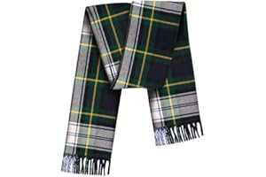BRAW CLANS TARTANS 100% Pure Lambswool Tartan Scarves - Unisex Winter Warmer for Men and Women - Multipurpose - Gift for Him/Her - Various Checkered Plaid Scarf - 12x60 Inches