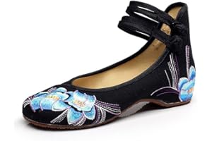 Lazutom Women Chinese Style Vintage Embroidery Rubber Sole Wedges Party Dress Shoes