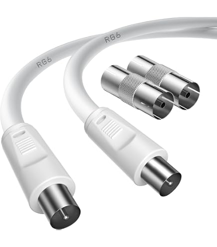 Câble Antenne TV 1.8m Mâle-mâle - Connecteur Coudé Or, Adaptateur - Pour Freeview, Freesat, Décodeur