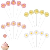 JJUNW 20 Pcs Daisy Cupcake Toppers Sunflower Theme Cupcake Picks Flower Cake Toppers for Baby Shower Boy Girl Birthday Party