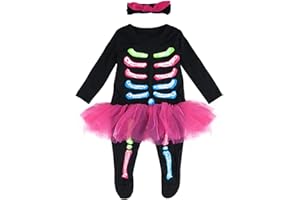 MOMBEBE COSLAND Halloween Scheletro Pagliaccetto Bambina Bimba Costume