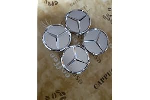 Lot de 4 enjoliveurs de roue Mercedes-Benz B66470202 / A2204000125 avec logo étoile - Pour classe E, classe C CL CLS SLK ML GLK, classe A, classe B W204 W212 W210 W221 W220 C209 W207 W246 - Argenté/chromé - Diamètre :75 mm