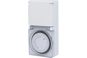 UNITEC Timer giornaliero meccanico esterno IP44 analogico bianco 15 minuti di distanza regolabile