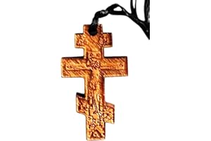 IconsGr Ciondolo religioso greco ortodosso per collana con croce di legno / 47