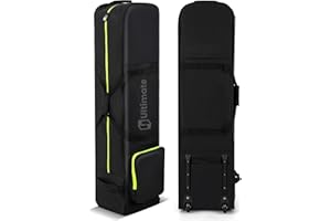 COSTWAY Bolsa de Golf de Viaje con Ruedes, Tela Oxford Resistente al Desgaste e Impermeable, Cremallera y Llave, Fundas de Viaje Plegable para Palos de Golf Aerolíneas