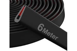 Protection Portiere Voiture Caoutchouc Adhesif - 1.6mm x 6 Meter alophoty Protection Bord de Tole, Joint Caoutchouc Adhesif en Forme de U, Protections Pour Portières Auto