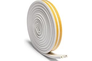 FELUOG Taśma uszczelniająca do drzwi i okien, 6 m, taśma uszczelniająca z pianki, izolacja dźwiękowa, amortyzacja, kolor biały