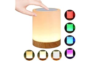 Caxmtu LED Night Light Touch Lamp Bedside Table Lamp for Kids Bedroom Rechargeable Dimmable Warm White Light + RGB Color Changing