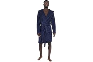 kraftd Mens Dressing Gowns Fleece Bathrobe With Sherpa Hood Lining Luxury Warm Robe | Hooded Bathrobes | Loungewear | Nightwear Robes