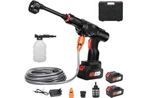 TIVEKEO Nettoyeur haute pression sans fil, 30 bar, avec batterie de 2000 mAh, tête de pulvérisation 6 en 1, pour voiture, maison, pelouse, jardin, clôture