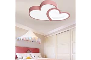SHZICMY LED Cartoon Ceiling Light Children's Bedroom Ceiling Light Heart Ceiling Light Dimmable Ceiling Light with Remote Control (Pink)