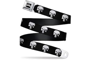 Buckle Down Herren Sicherheitsgurt The Punisher Regular, Serie Icon schwarz/weiß, 3,8 cm breit, 61-96 cm