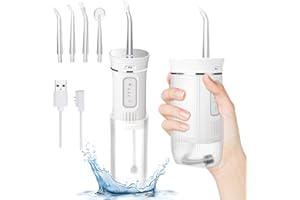 zerotop Munddusche Testsieger Kabellos Elektrische Zahnreiniger Munddusche Reise Zahndusche Water Flosser mit 3 Modi ＆ 4 Düsen IPX7 Wasserdicht Oral Irrigator Tragbare Zahndusche für Reisen Hause
