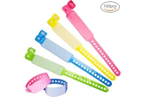 SwirlColor ID Wristbands Adults, 100 Pack Disposable VIP Event Wristbands PVC Teens Safety ID Bracelet (Adults, Pink+Blue+Green+Yellow)