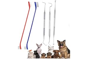 QeeHeng Zestaw 5 szczoteczek do zębów dla psa, 2 sztuki, dwustronna, długa szczoteczka do zębów dla psów i 3 narzędzia do usuwania płytki nazębnej, szczoteczka do zębów dla kotów