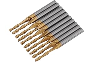 CYTGOUPER 10 Piezas Fresas de Doble Flauta Recubiertas de Titanio, Vástago de 3,175 mm, Broca de Fresa de 2 mm de Diámetro de Filo, Fresa de Carburo para Fresar Metal, Madera,