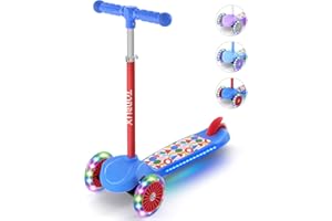 Scooter for Kids Ages 2-6, TONBUX Kids Scooter 3 Wheel Scooter Girls Boys Scooter With Light-Up Smooth Wheel & Anti-Slip Deck, Adjustable Handlebar, Tilt to Turn Steering, Lightweight, up to 50KG