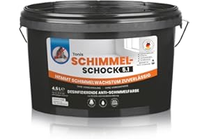 Tonis SCHIMMELSCHOCK Anti-Schimmel-Farbe 4,5 Liter | Effektive antimikrobielle Sofortwirkung, desinfizierende Wandfarbe für ca. 18 m², Schimmel-Stopp aus: Die Höhle der Löwen [weiss, abtönbar]