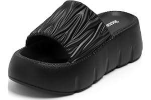 DOCTOR HEALTH SUPER SOFT Women Puffy Strap Platform Slides Soft Cushioned Fashion Slippers Lightweight Anti-Slip Casual Slip-On Sandals for Indoor Outdoor Everyday Wear